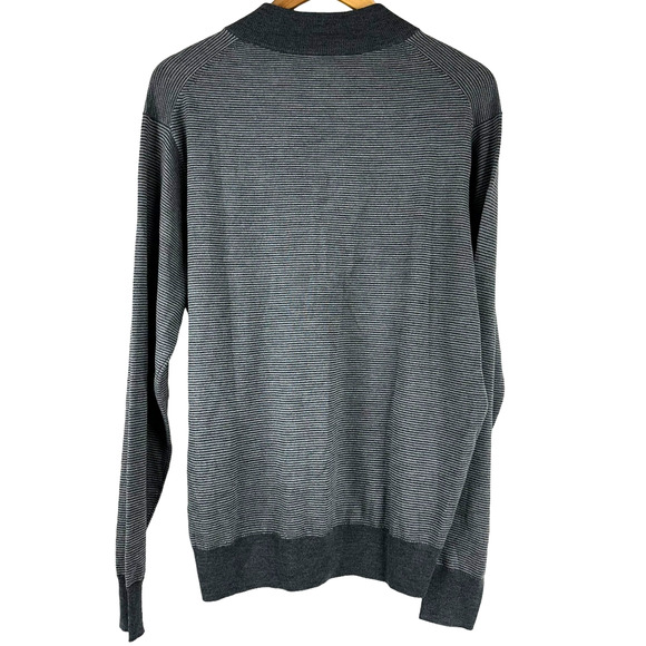 Peter Millar Needle Stripe Wool Quarter Zip Sweater Gray Men's Size Small NWT - Picture 4 of 12
